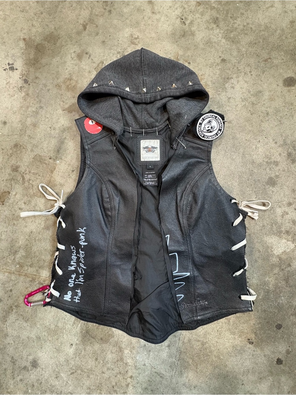Women’s  Customized Black Leather Harley Davidson Vest